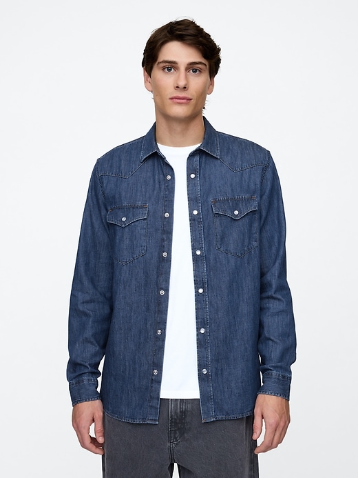 Image number 1 showing, Denim Western Shirt