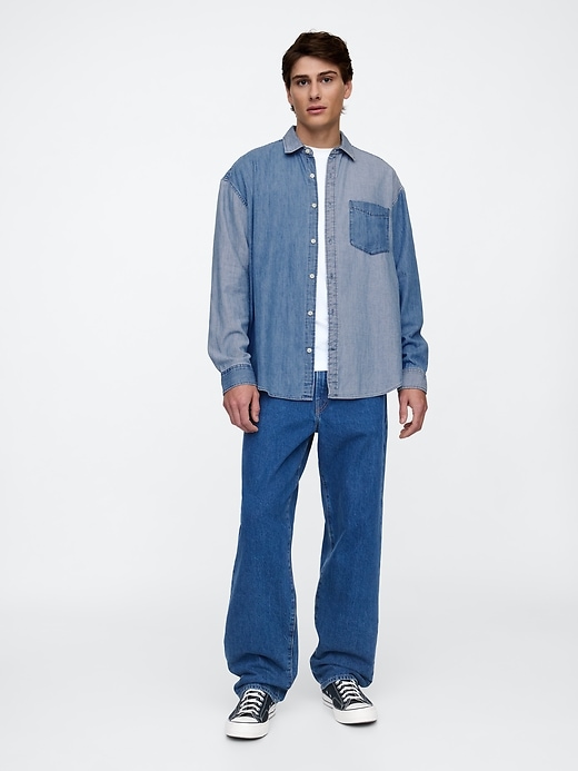 Image number 3 showing, Patchwork Denim Big Shirt