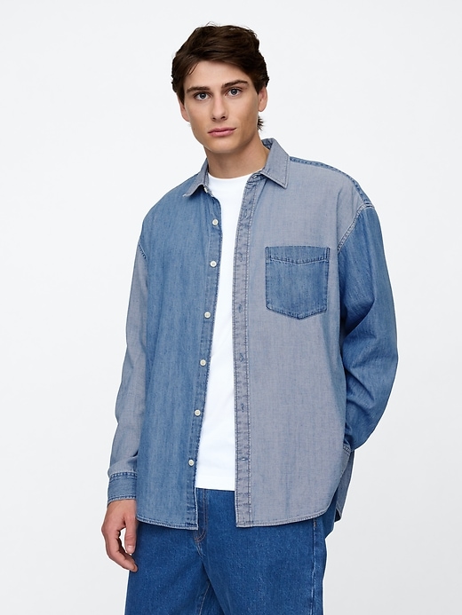 Image number 1 showing, Patchwork Denim Big Shirt