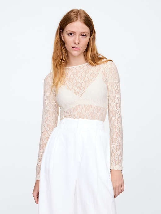 Image number 1 showing, Stretch Lace Boatneck Top