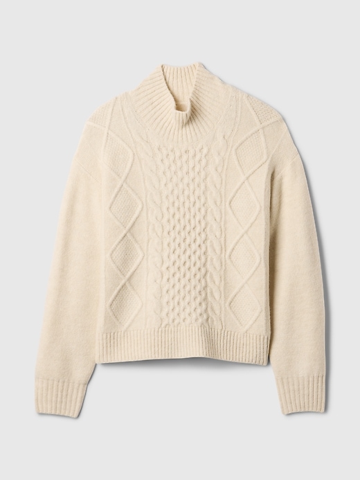 Image number 5 showing, Oversized Cable-Knit Mockneck Sweater