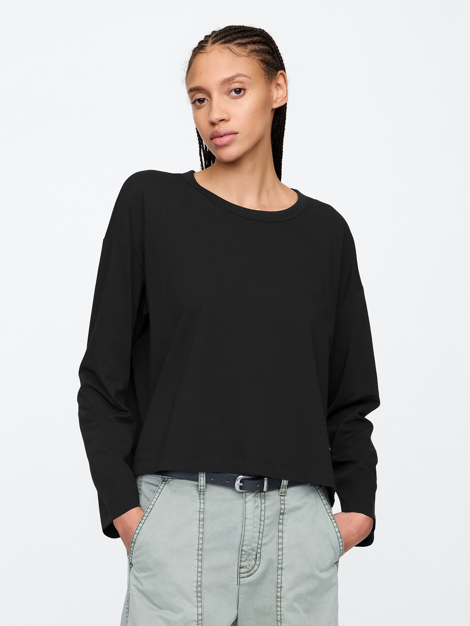Boxy Cropped Crewneck T-Shirt