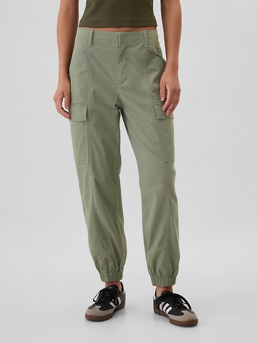 Image number 2 showing, Mid Rise Downtown Khaki Cargo Joggers
