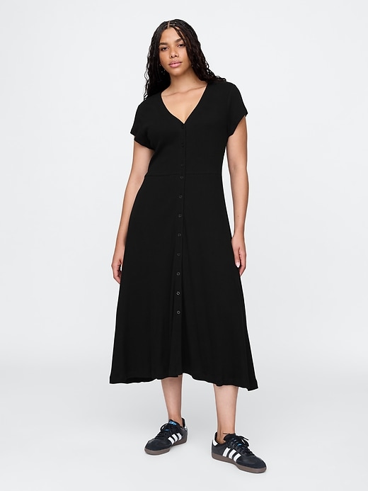 Ribbed V-Neck Midi Dress | Gap Factory