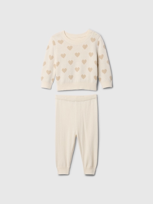 Image number 1 showing, Baby Heart Sweater Two-Piece Outfit Set