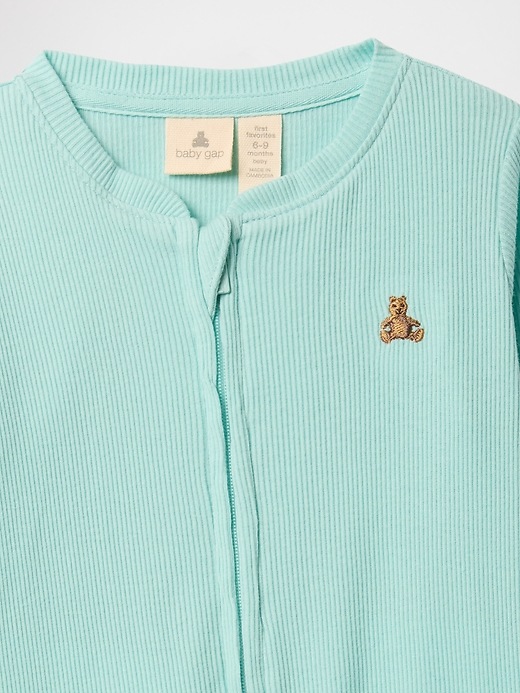Image number 3 showing, Baby Ribbed Two-Way Zip One-Piece
