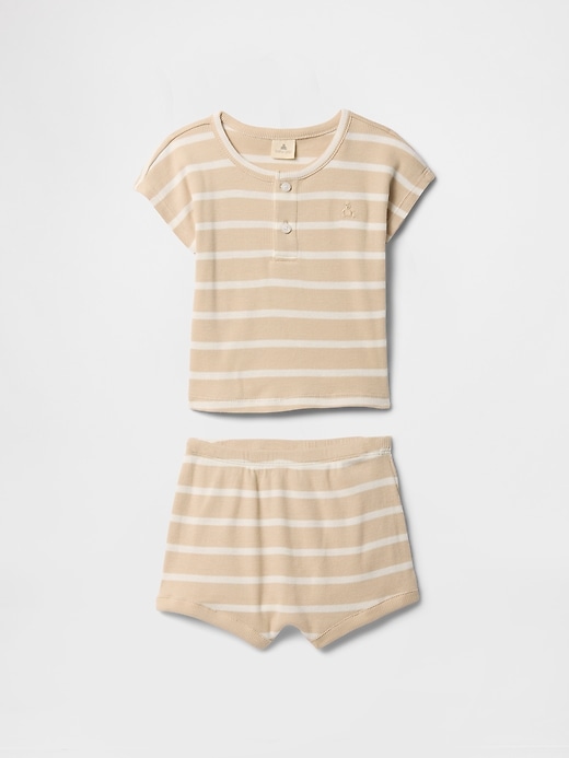 Image number 1 showing, Baby Ribbed Henley Two-Piece Outfit Set