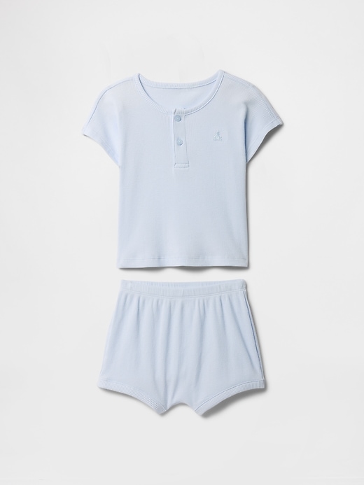 Image number 1 showing, Baby Ribbed Henley Two-Piece Outfit Set