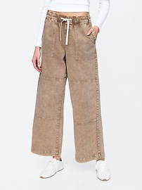 High Rise Pull-On Wide-Leg Jeans