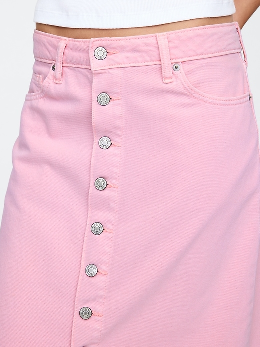 Image number 4 showing, SuperSoft Denim Button-Front Midi Skirt
