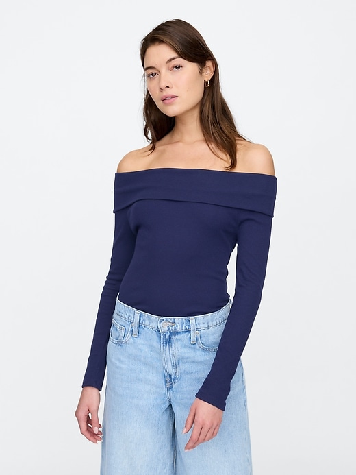 Image number 1 showing, Ribbed Foldover Top