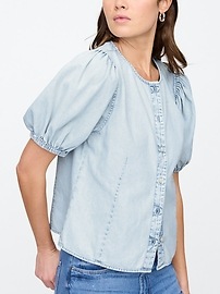 Denim Puff Sleeve Top