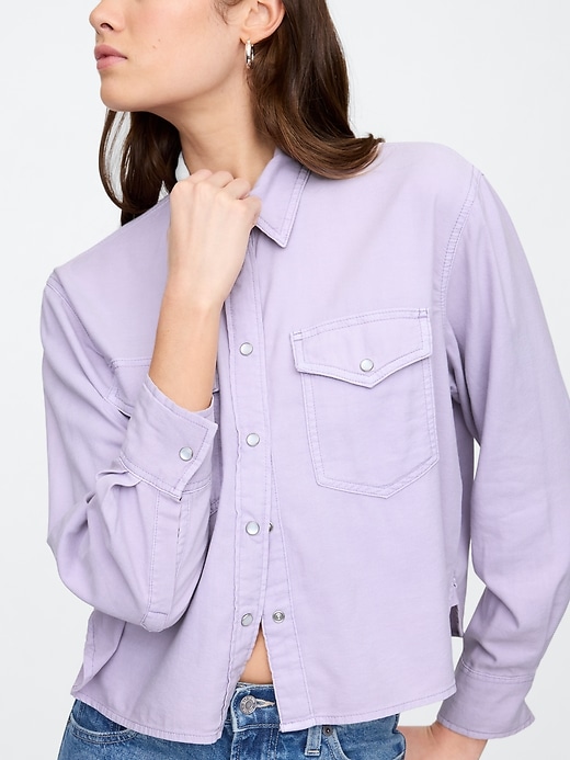 Image number 4 showing, Cropped Denim Western Shirt