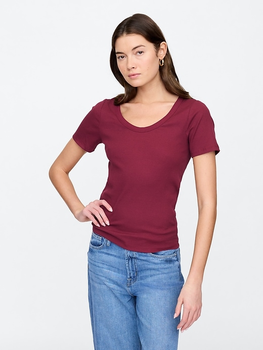Image number 1 showing, Ribbed Scoopneck T-Shirt