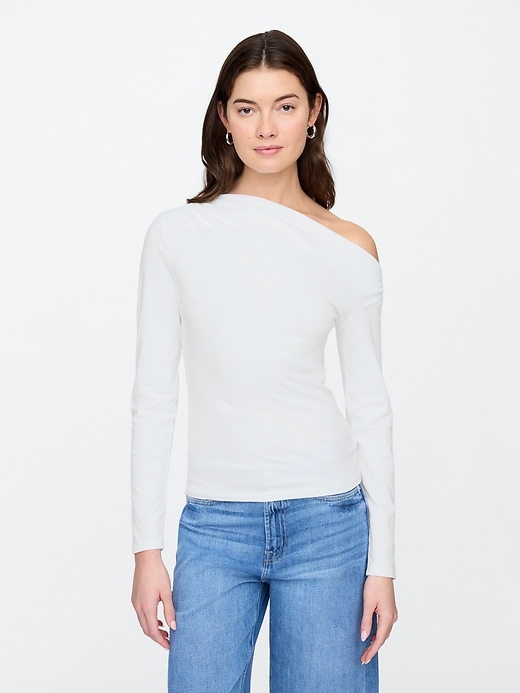 Image number 1 showing, Stretch Jersey One-Shoulder Top