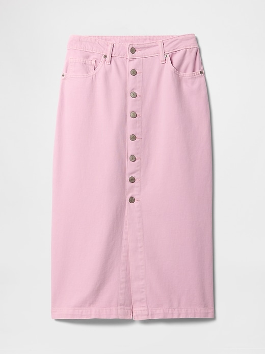 Image number 5 showing, SuperSoft Denim Button-Front Midi Skirt
