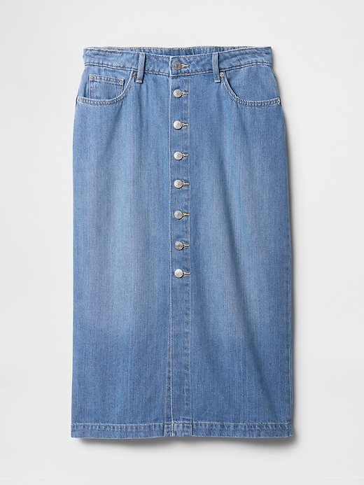 Image number 5 showing, SuperSoft Denim Button-Front Midi Skirt