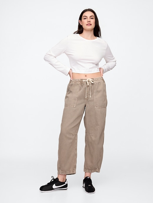 Image number 5 showing, Mid Rise SuperSoft Pull-On Barrel Jeans
