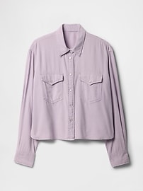 Oversized Cropped Denim Shirt