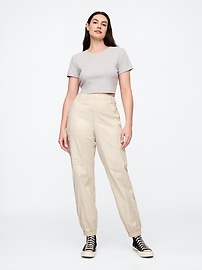Mid Rise Downtown Khaki Cargo Joggers