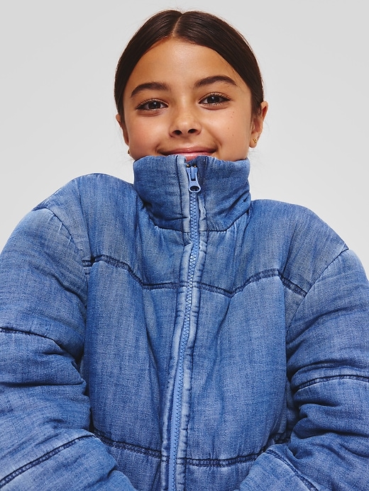 Image number 2 showing, Kids Relaxed Denim Puffer Jacket