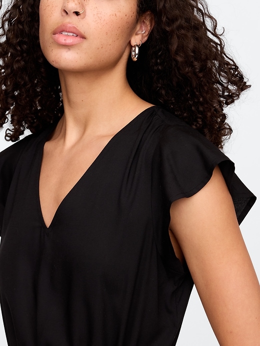 Image number 3 showing, Flutter Sleeve Tie-Waist Mini Dress