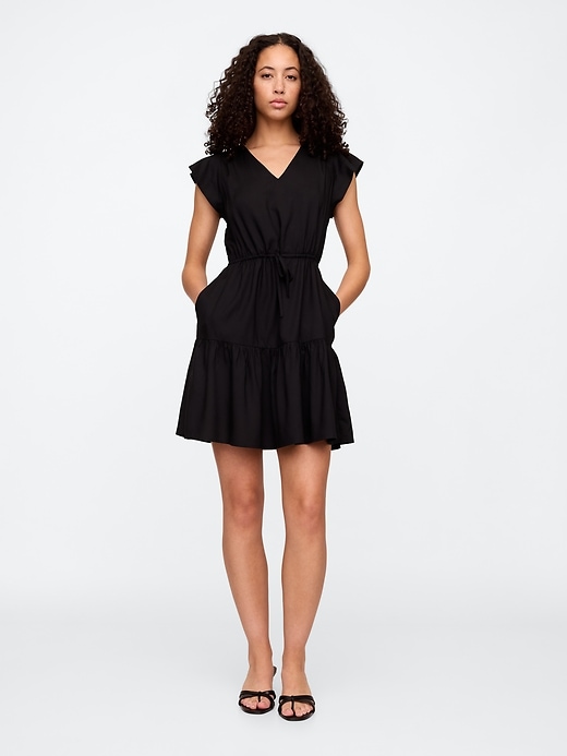 Image number 1 showing, Flutter Sleeve Tie-Waist Mini Dress