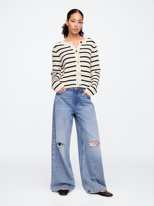 Image number 3 showing, Stripe Mixed-Stitch Cardigan