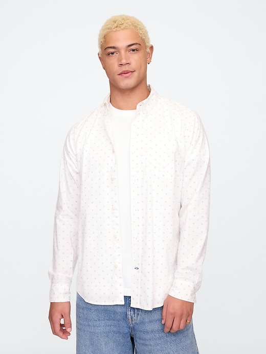 Image number 1 showing, Stretch Poplin Shirt in Standard Fit