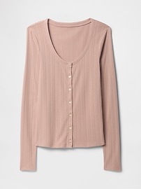 Pointelle Scoopneck Cardigan