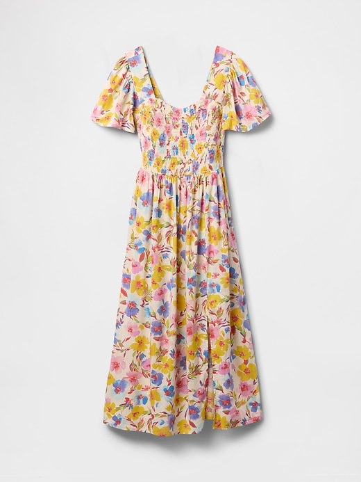 Image number 6 showing, Print Smocked Puff Sleeve Midi Dress