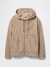 Oversized Denim Hoodie Chore Jacket