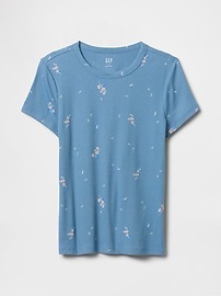 Ribbed Print Crewneck T-Shirt