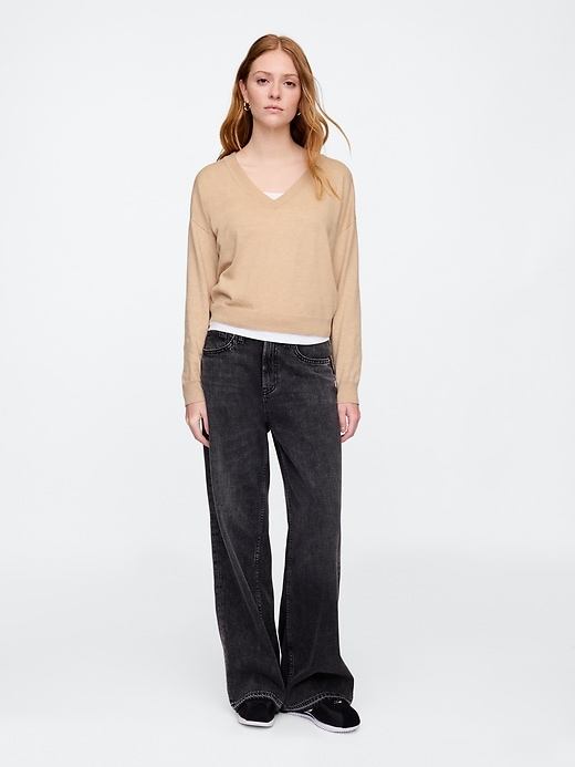 Image number 3 showing, CashSoft Relaxed V-Neck Sweater