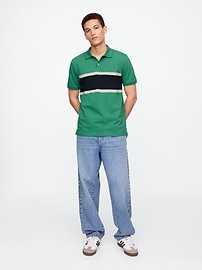 Colorblock Stretch Pique Polo Shirt