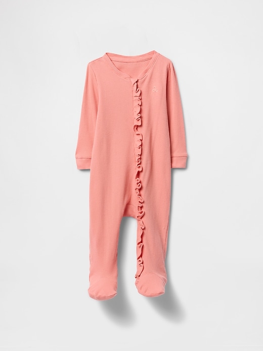 Image number 1 showing, Baby Ribbed Two-Way Zip One-Piece