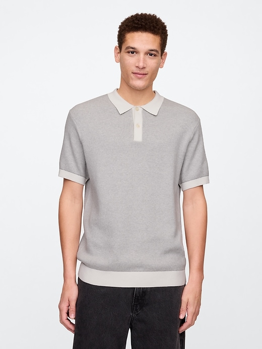 Image number 1 showing, Textured Polo Sweater