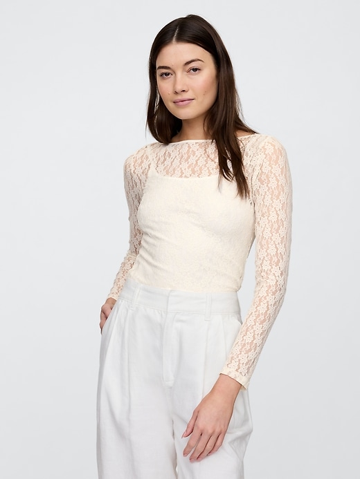 Image number 3 showing, Stretch Lace Boatneck Top