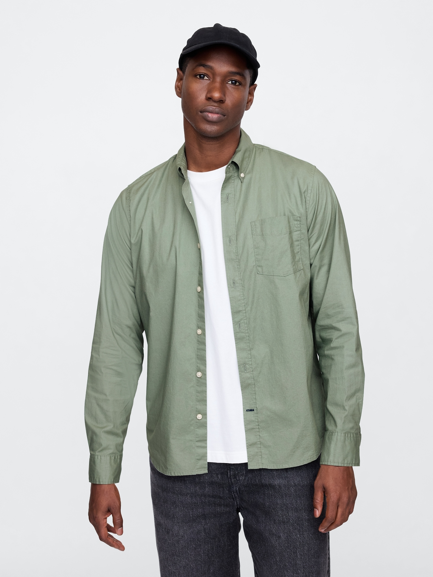 Stretch Poplin Shirt in Standard Fit