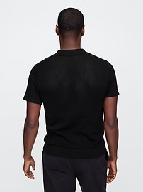 Crochet Johnny Collar Polo Shirt