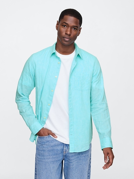 Image number 1 showing, Linen-Blend Shirt in Standard Fit