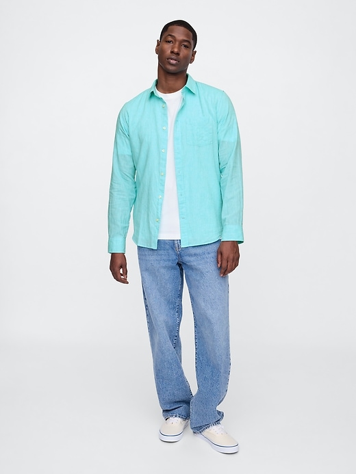 Image number 3 showing, Linen-Blend Shirt in Standard Fit