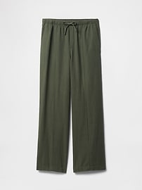 Linen-Blend Wide-Leg Cargo Pull-On Pants