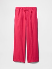Mid Rise Linen-Blend Pull-On Wide-Leg Pants