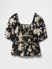 Puff Sleeve Cinched-Waist Top