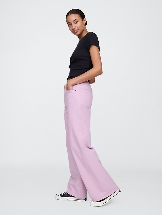High Rise Drapey Soft Seamed Wide-Leg Jeans