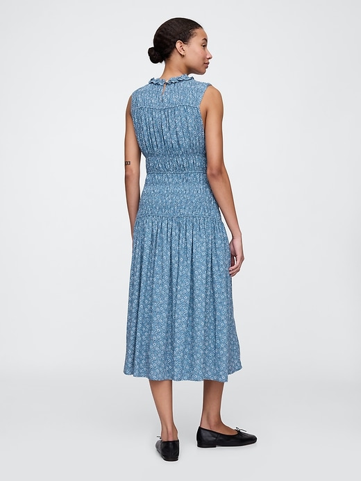 Image number 2 showing, Sleeveless Smocked Ruffle Midi Dress