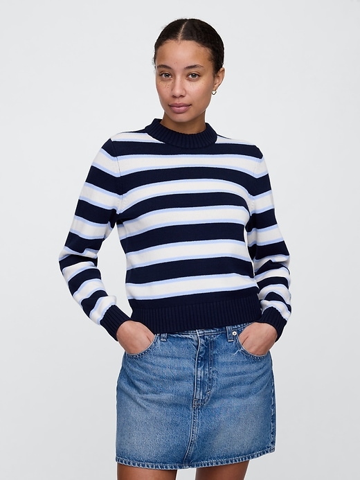 Image number 1 showing, Stripe High Neck Crewneck Sweater