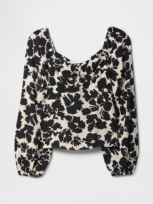 Image number 5 showing, Satin Puff Sleeve Sweetheart Top
