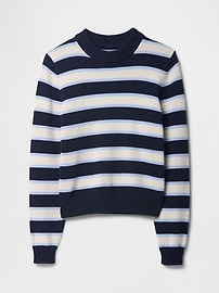 Stripe High Neck Crewneck Sweater